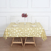 72" x 72" Sequin Leaf Embroidered Seamless Tulle Table Overlay