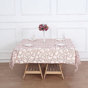 72" x 72" Sequin Leaf Embroidered Seamless Tulle Table Overlay