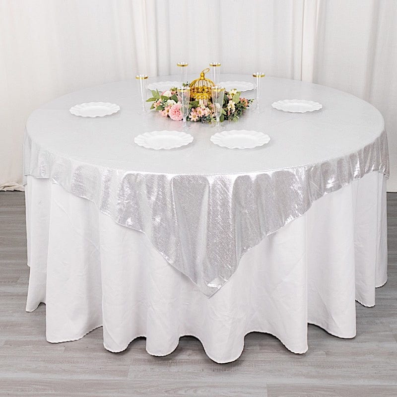 72" x 72" Shimmer Sequin Dots Square Polyester Table Overlay