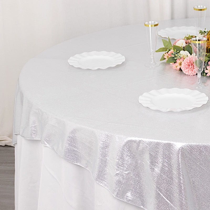 72" x 72" Shimmer Sequin Dots Square Polyester Table Overlay