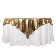 72" x 72" Shimmer Sequin Dots Square Polyester Table Overlay LAY72_SHIM_ANGD