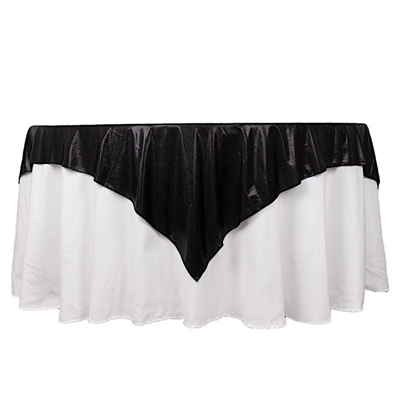 72" x 72" Shimmer Sequin Dots Square Polyester Table Overlay LAY72_SHIM_BLK