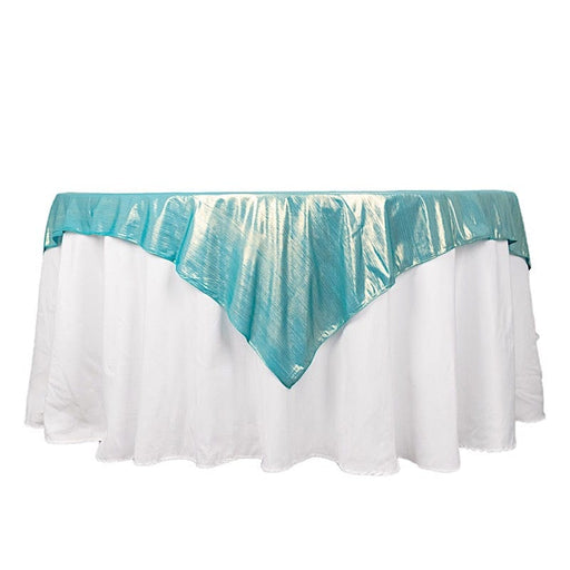 72" x 72" Shimmer Sequin Dots Square Polyester Table Overlay LAY72_SHIM_TURQ