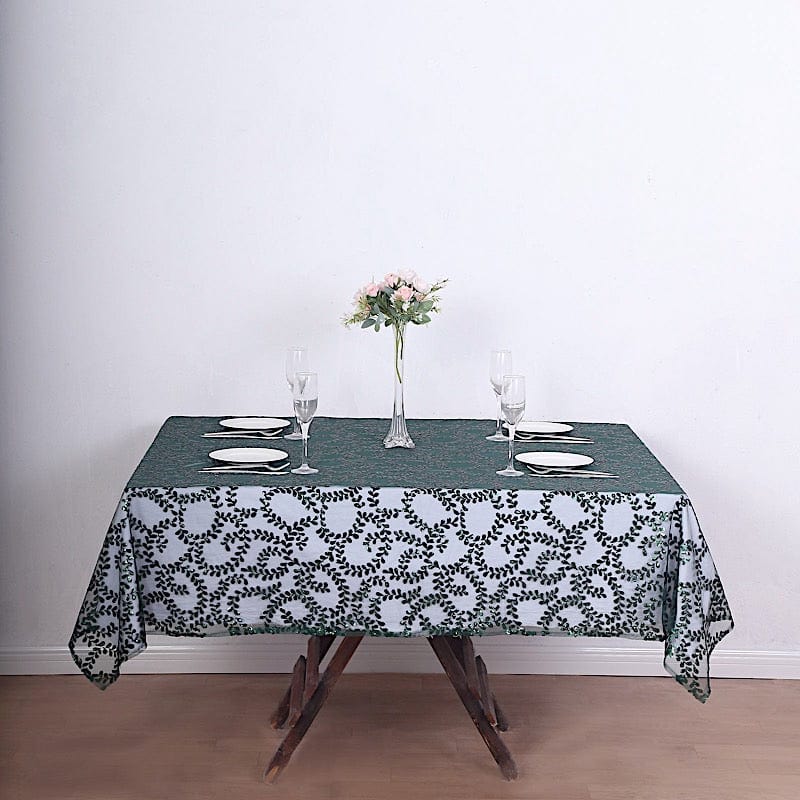 72" x 72" Tulle Square Table Overlay with Embroidered Sequins