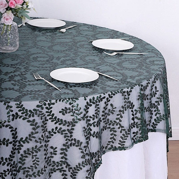 72" x 72" Tulle Square Table Overlay with Embroidered Sequins