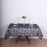 72" x 72" Tulle Square Table Overlay with Embroidered Sequins