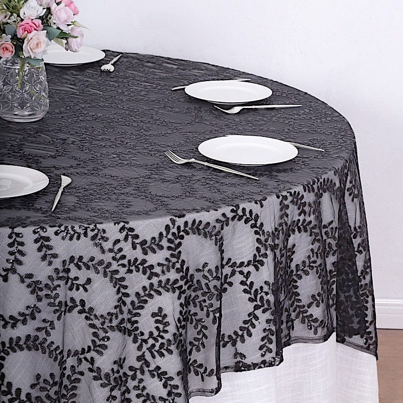 72" x 72" Tulle Square Table Overlay with Embroidered Sequins