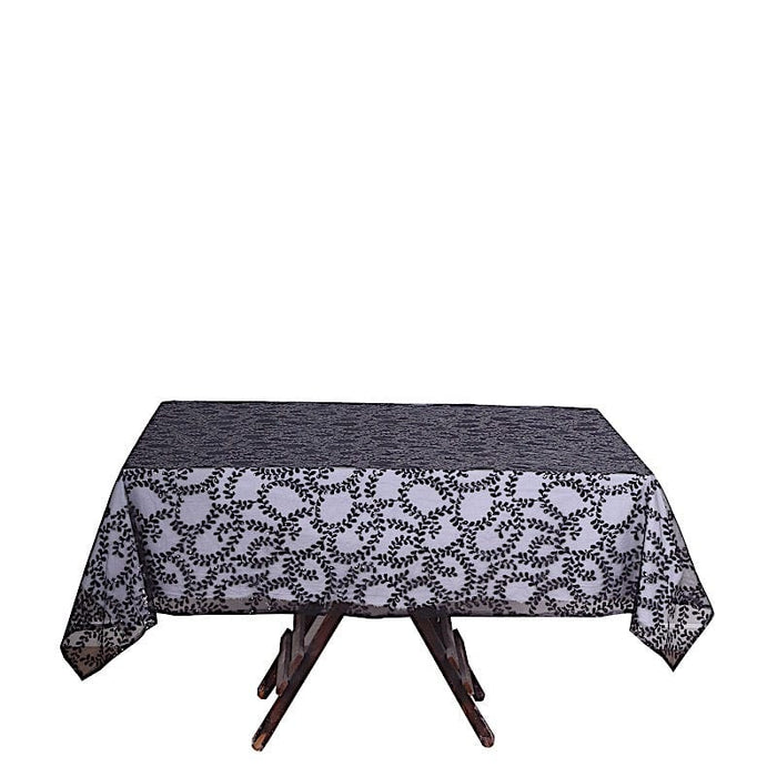 72" x 72" Tulle Square Table Overlay with Embroidered Sequins LAY72_02_FLOR_BLK