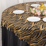 72" x 72" Tulle Square Table Overlay with Wavy Embroidered Sequins