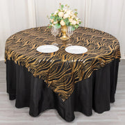 72" x 72" Tulle Square Table Overlay with Wavy Embroidered Sequins