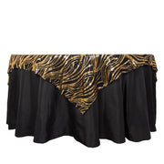 72" x 72" Tulle Square Table Overlay with Wavy Embroidered Sequins