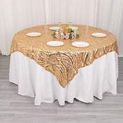 72" x 72" Tulle Square Table Overlay with Wavy Embroidered Sequins