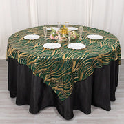 72" x 72" Tulle Square Table Overlay with Wavy Embroidered Sequins