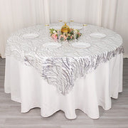 72" x 72" Tulle Square Table Overlay with Wavy Embroidered Sequins
