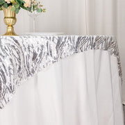 72" x 72" Tulle Square Table Overlay with Wavy Embroidered Sequins
