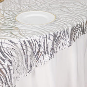 72" x 72" Tulle Square Table Overlay with Wavy Embroidered Sequins