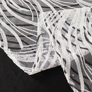 72" x 72" Tulle Square Table Overlay with Wavy Embroidered Sequins