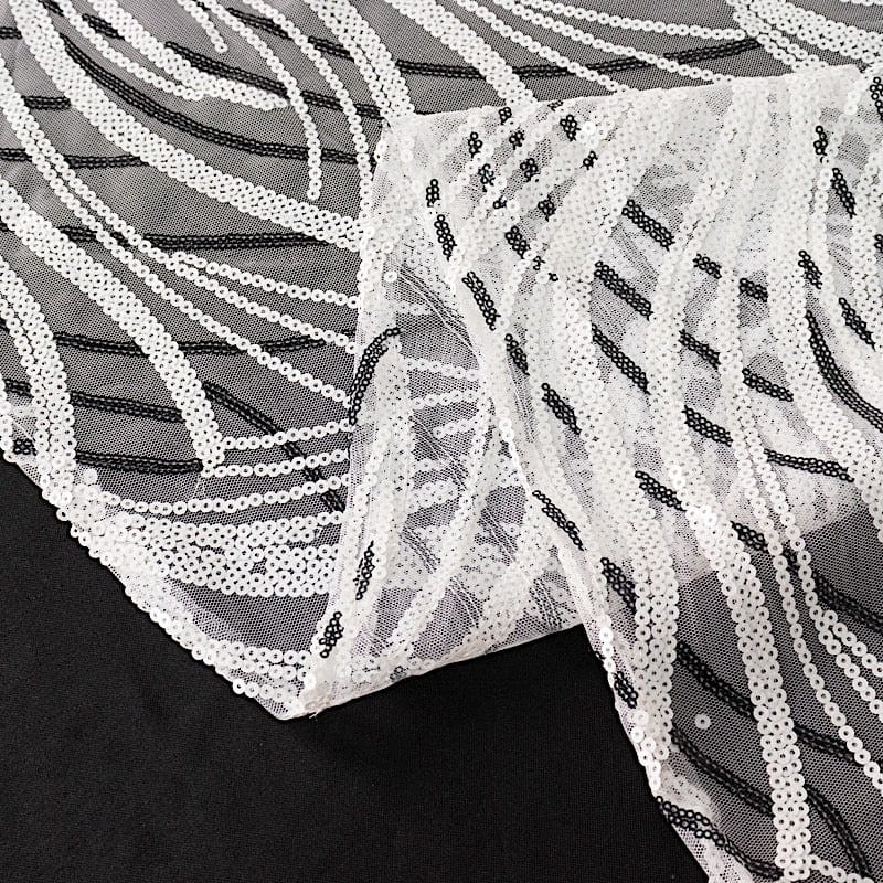 72" x 72" Tulle Square Table Overlay with Wavy Embroidered Sequins