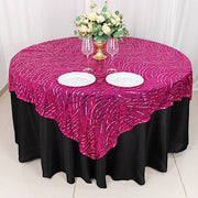 72" x 72" Tulle Square Table Overlay with Wavy Embroidered Sequins
