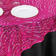 72" x 72" Tulle Square Table Overlay with Wavy Embroidered Sequins