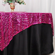 72" x 72" Tulle Square Table Overlay with Wavy Embroidered Sequins