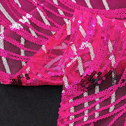 72" x 72" Tulle Square Table Overlay with Wavy Embroidered Sequins