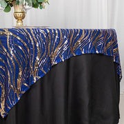 72" x 72" Tulle Square Table Overlay with Wavy Embroidered Sequins