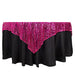 72" x 72" Tulle Square Table Overlay with Wavy Embroidered Sequins LAY72_02_WAVE_FUSV