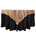 72" x 72" Tulle Square Table Overlay with Wavy Embroidered Sequins LAY72_02_WAVE_RSGD