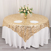 72" x 72" Wave Mesh Square Table Overlay With Embroidered Sequins
