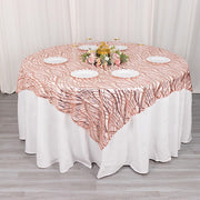 72" x 72" Wave Mesh Square Table Overlay With Embroidered Sequins