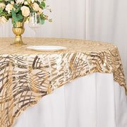 72" x 72" Wave Mesh Square Table Overlay With Embroidered Sequins