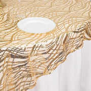 72" x 72" Wave Mesh Square Table Overlay With Embroidered Sequins