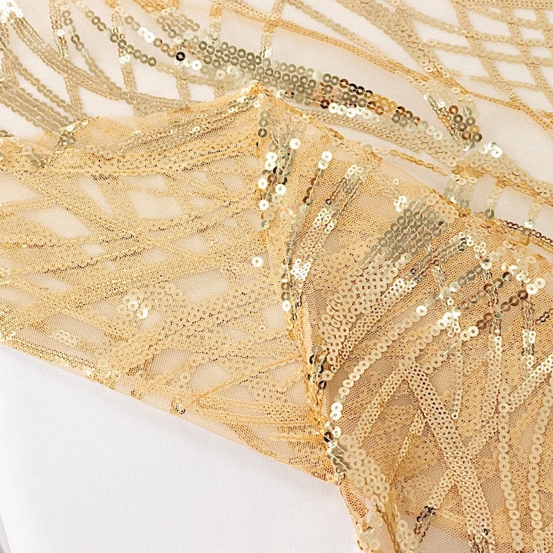 72" x 72" Wave Mesh Square Table Overlay With Embroidered Sequins