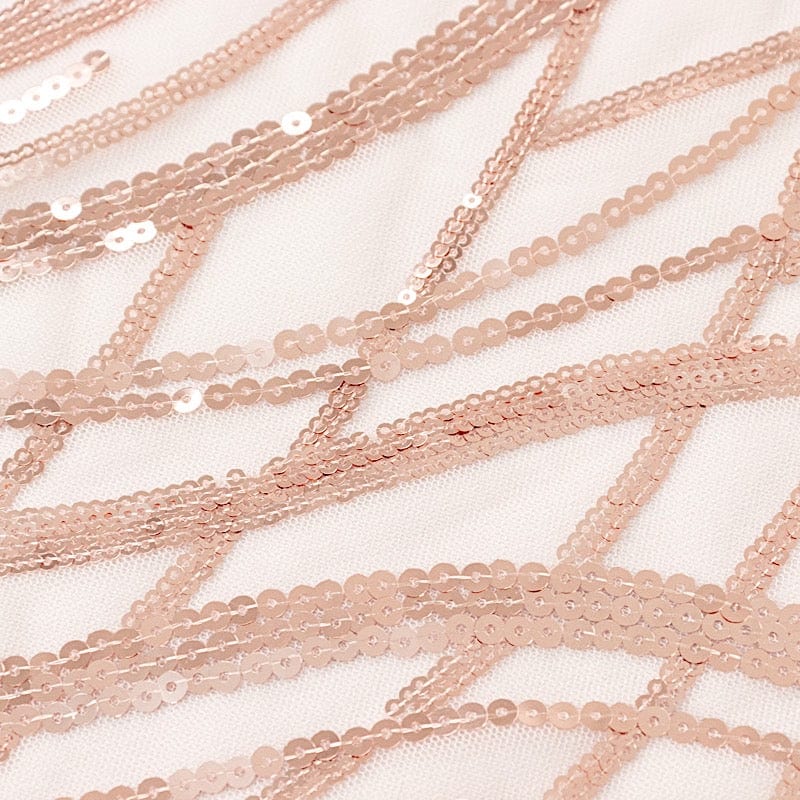 72" x 72" Wave Mesh Square Table Overlay With Embroidered Sequins