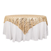 72" x 72" Wave Mesh Square Table Overlay With Embroidered Sequins LAY72_02_WAVE_CHMP