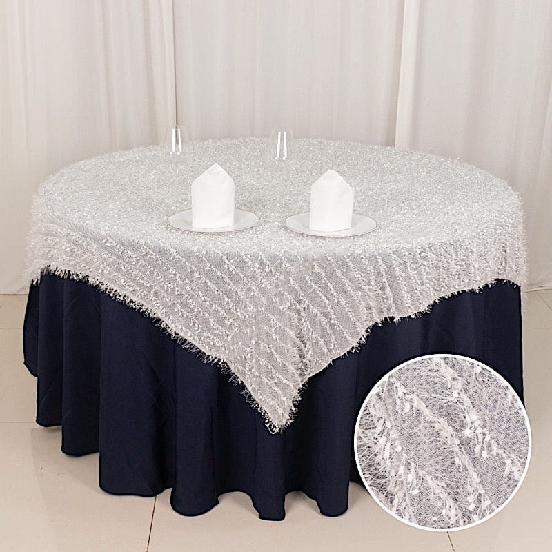 72"x72" Fringe Shag Square Polyester Table Overlay