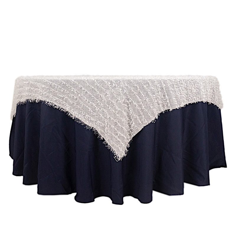 72"x72" Fringe Shag Square Polyester Table Overlay