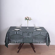 72"x72" Tulle Square Table Overlay with Sequins and Geometric Pattern