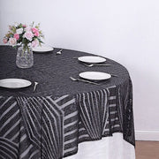 72"x72" Tulle Square Table Overlay with Sequins and Geometric Pattern