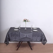 72"x72" Tulle Square Table Overlay with Sequins and Geometric Pattern