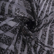 72"x72" Tulle Square Table Overlay with Sequins and Geometric Pattern