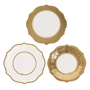 75 Heavy Duty Paper Plates with Embossed Scalloped Rim - White Gold DSP_PSET_R005_WHGD
