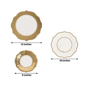 75 Heavy Duty Paper Plates with Embossed Scalloped Rim - White Gold DSP_PSET_R005_WHGD
