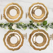 75 Heavy Duty Paper Plates with Embossed Scalloped Rim - White Gold DSP_PSET_R005_WHGD