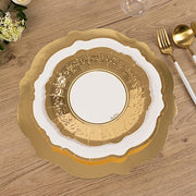 75 Heavy Duty Paper Plates with Embossed Scalloped Rim - White Gold DSP_PSET_R005_WHGD
