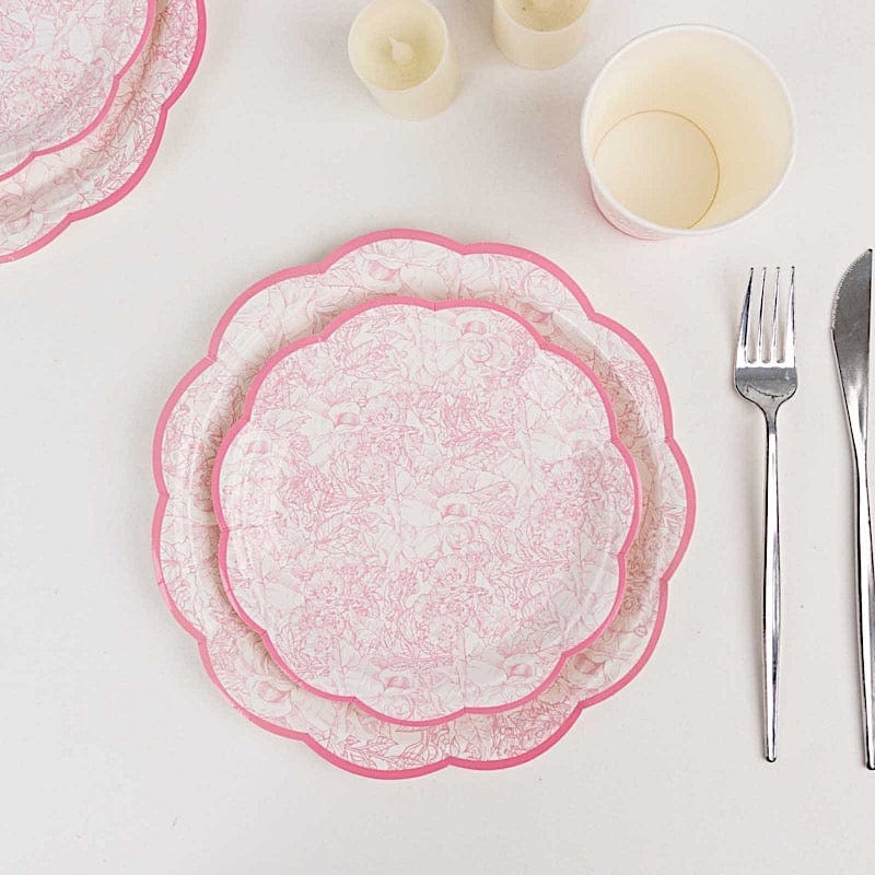 75 Vintage Floral Paper Plates and Cups - Pink and White DSP_PPCU_R011_PINK