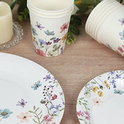 75 Wildflower Butterfly Print Paper Plates and Cups Set - White DSP_PPCU_FLOR02_GRN