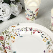 75 Wildflower Butterfly Print Paper Plates and Cups Set - White DSP_PPCU_FLOR02_GRN