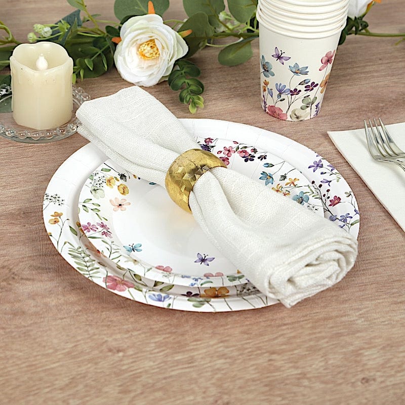75 Wildflower Butterfly Print Paper Plates and Cups Set - White DSP_PPCU_FLOR02_GRN